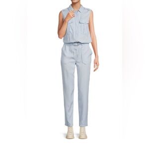 Etienne Marcel Belted Slim Leg Cargo Jumpsuit | Sky Blue | Small | NWT